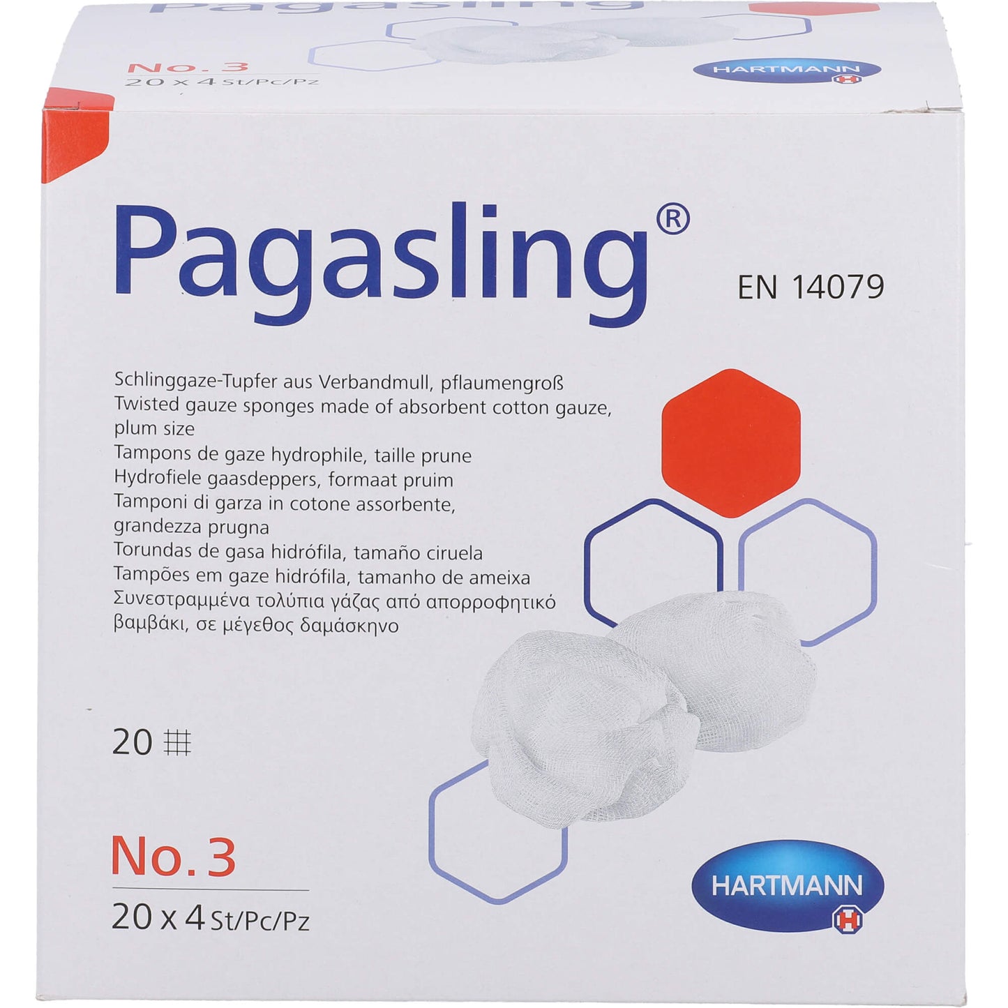 PAGASLING Mulltupfer Gr.3 pflaumengroß steril 20X4 St