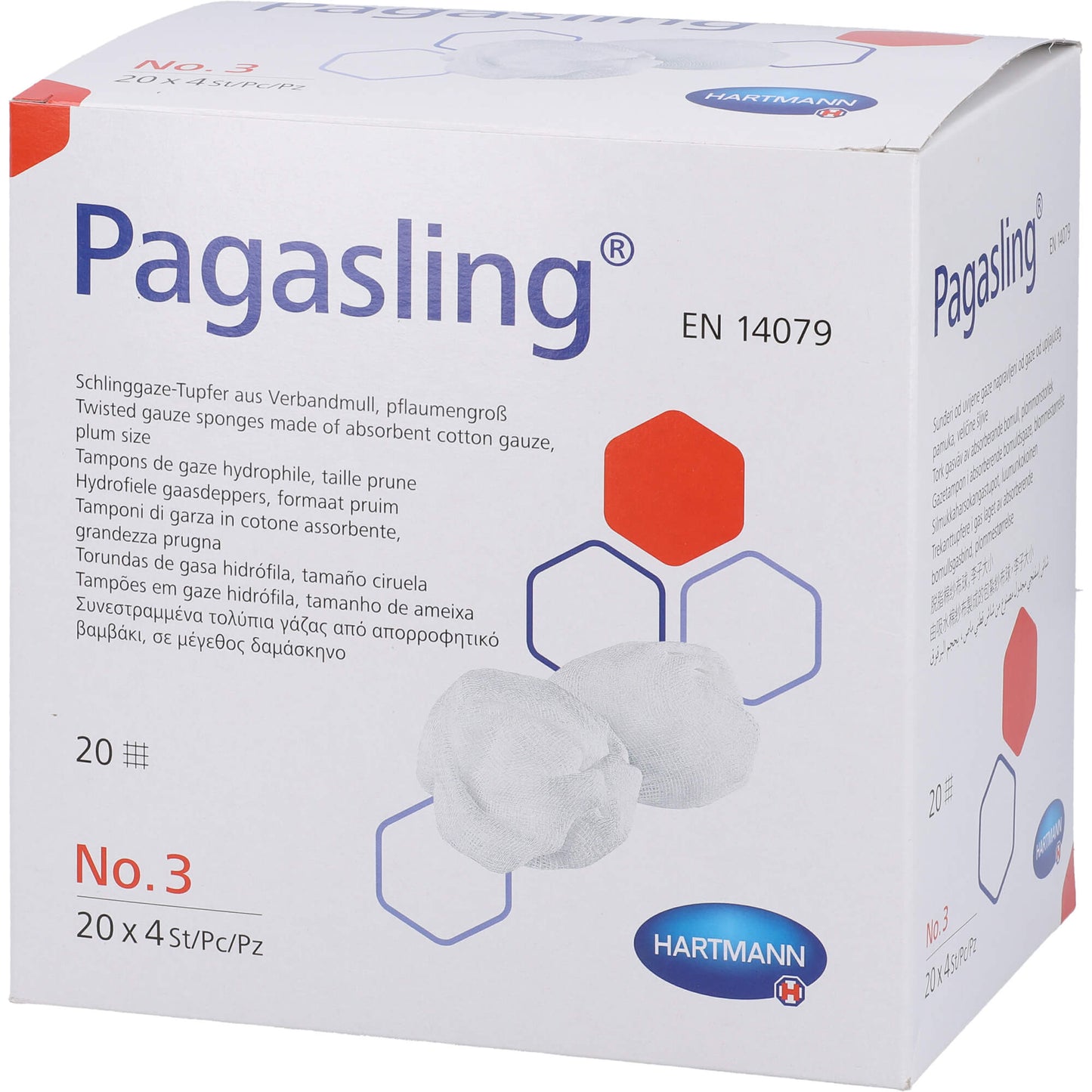 PAGASLING Mulltupfer Gr.3 pflaumengroß steril 20X4 St