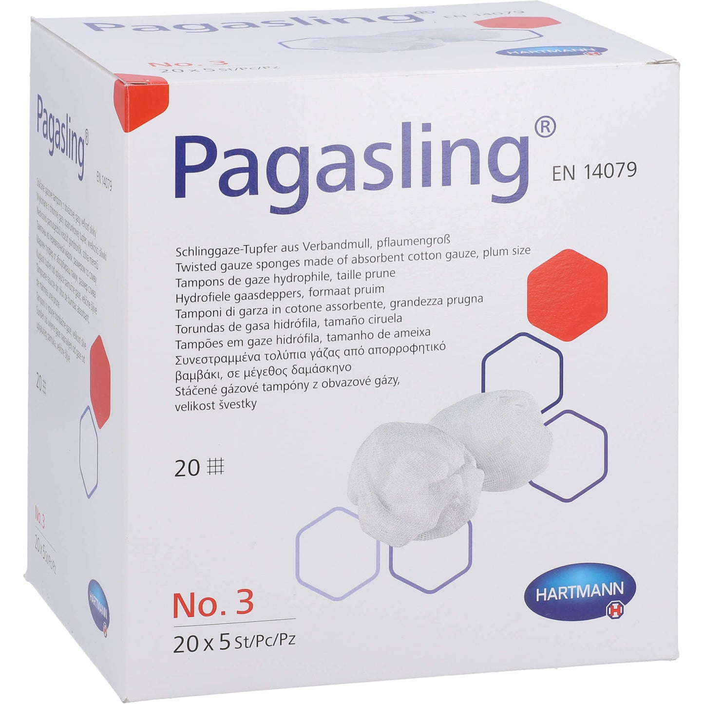 PAGASLING Mulltupfer Gr.3 pflaumengroß steril 20X5 St