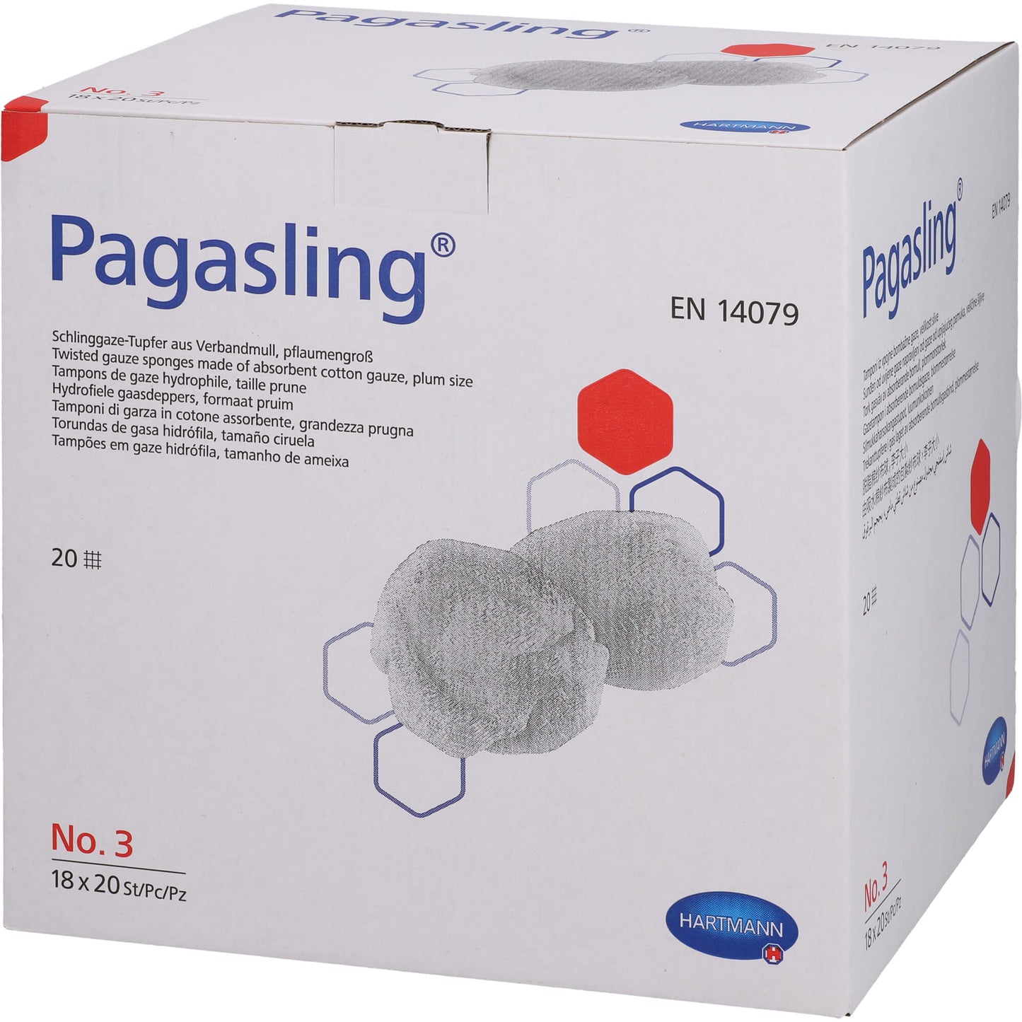 PAGASLING Mulltupfer Gr.3 pflaumengroß steril 18X20 St