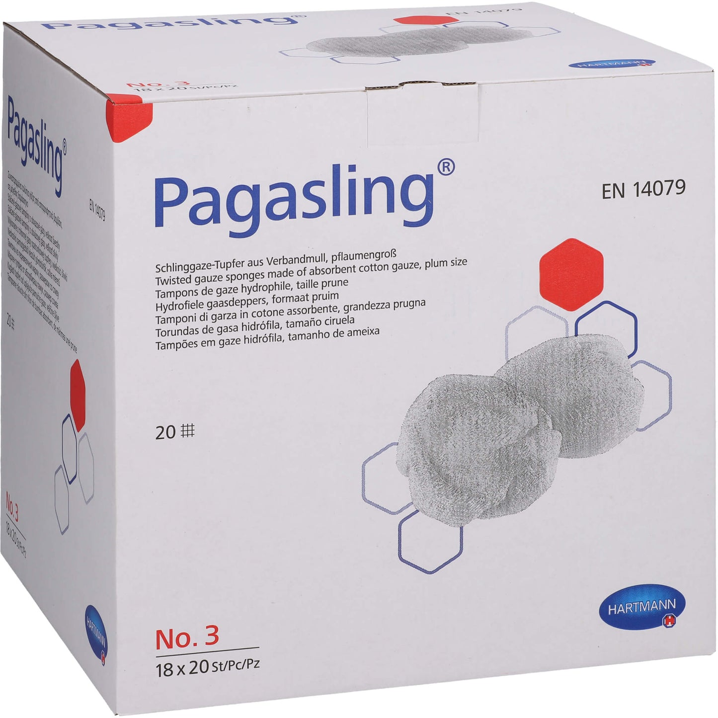 PAGASLING Mulltupfer Gr.3 pflaumengroß steril 18X20 St