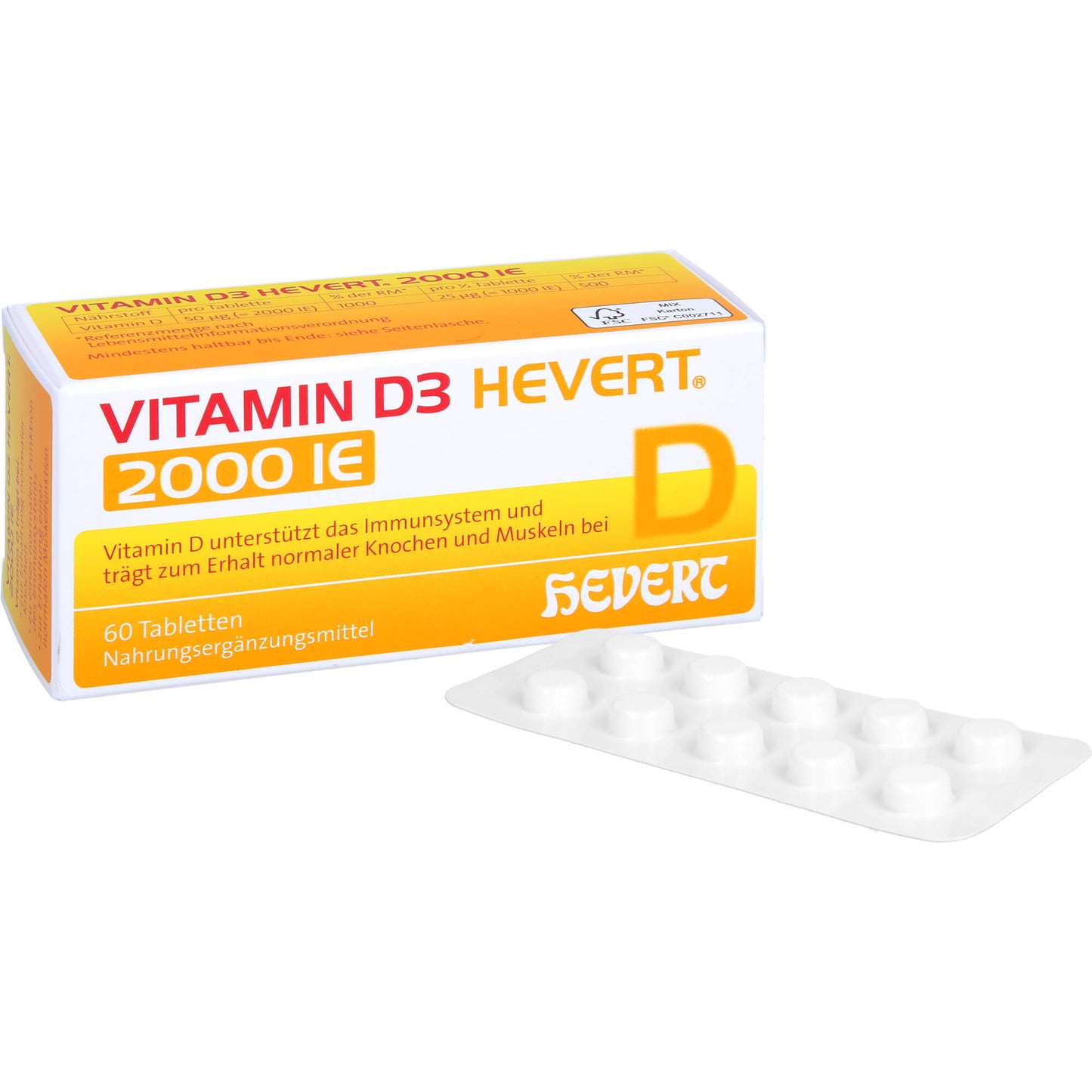 VITAMIN D3 HEVERT 2000 I.E. Tabletten 60 St