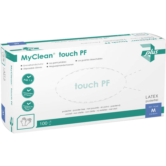 MYCLEAN touch PF Handsch.unsteril Latex Gr.M 100 St