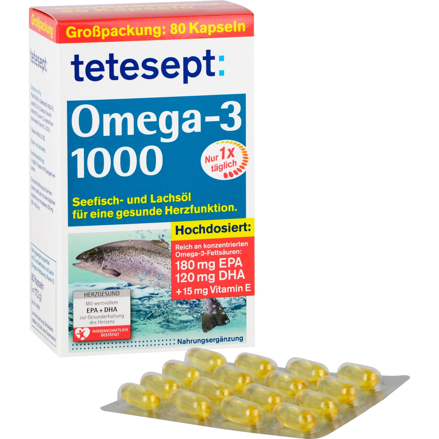 TETESEPT Omega-3 1000 Kapseln 80 St