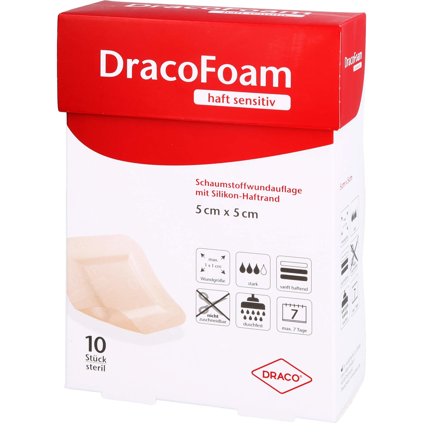 DRACOFOAM Haft sensitiv Schaumst.Wund.5x5 cm