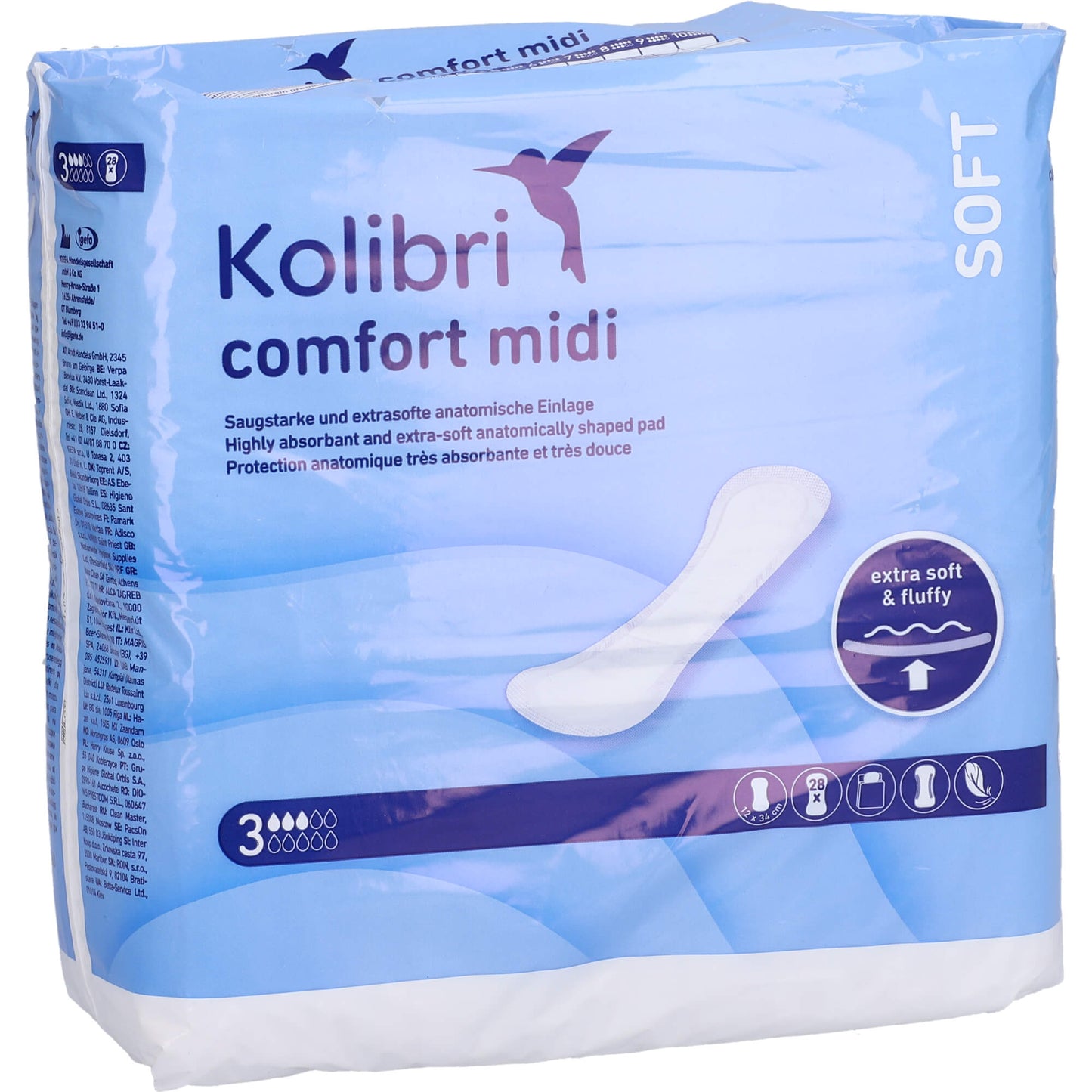 KOLIBRI comfort Einlagen anatomisch midi 28 St
