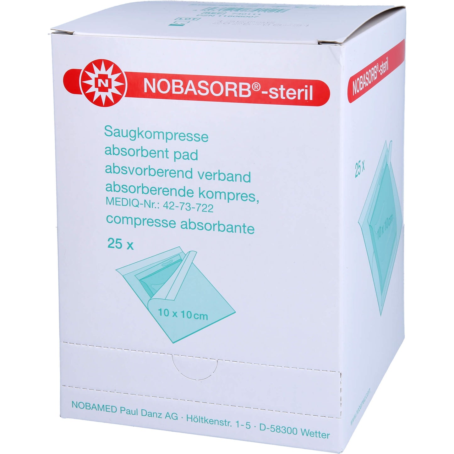 NOBASORB-steril Saugkompressen 10x10 cm 25 St