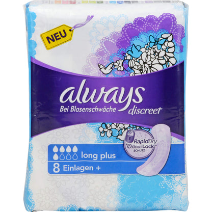 ALWAYS discreet Inkontinenz Einl.long plus 8 St