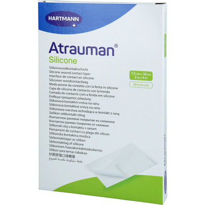 ATRAUMAN Silicone steril 7,5x10 cm Kompressen 10 St