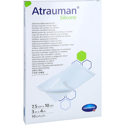 ATRAUMAN Silicone steril 7,5x10 cm Kompressen 10 St