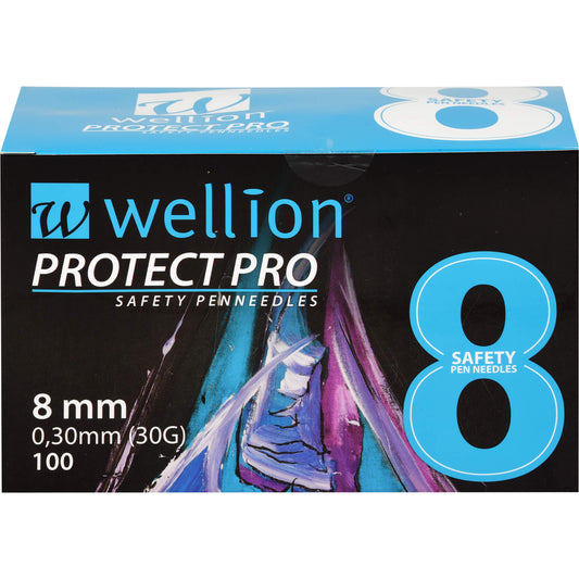 WELLION PROTECT PRO Safety Pen Needles 30 G 8 mm 100 St