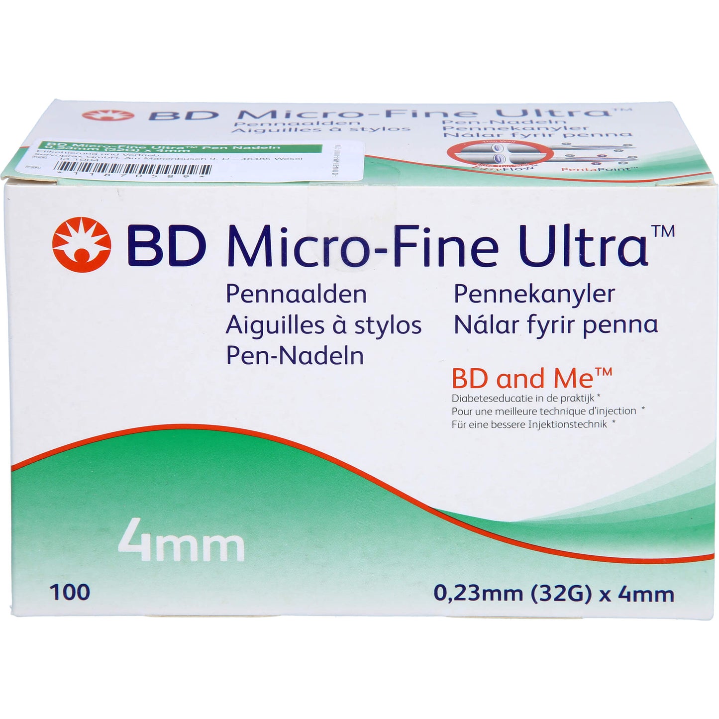 BD MICRO-FINE ULTRA Pentapoint Pen-Nadeln 0,23x4mm 100 St