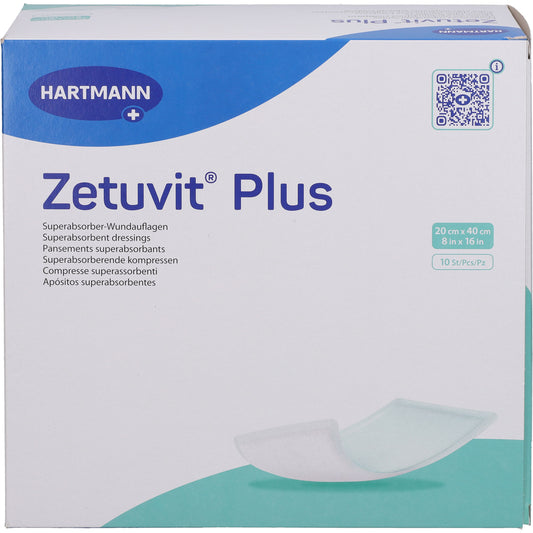 ZETUVIT Plus extrastarke Saugkompr.steril 20x40 cm 10 St