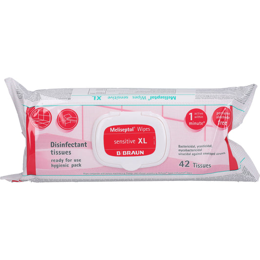 MELISEPTOL Wipes sensitive XL 42 St
