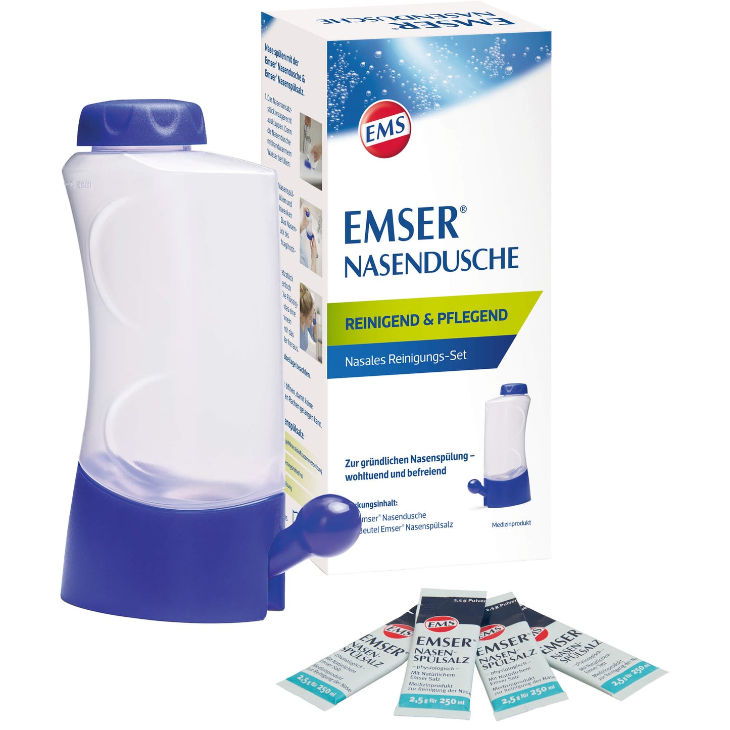 EMSER Nasendusche mit 4 Btl.Nasenspülsalz 1 St