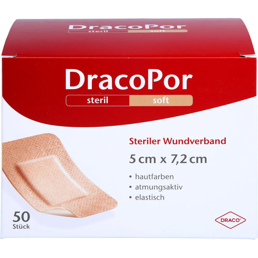 DRACOPOR Wundverband 5x7,2 cm steril hautfarben 50 St