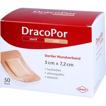 DRACOPOR Wundverband 5x7,2 cm steril hautfarben 50 St