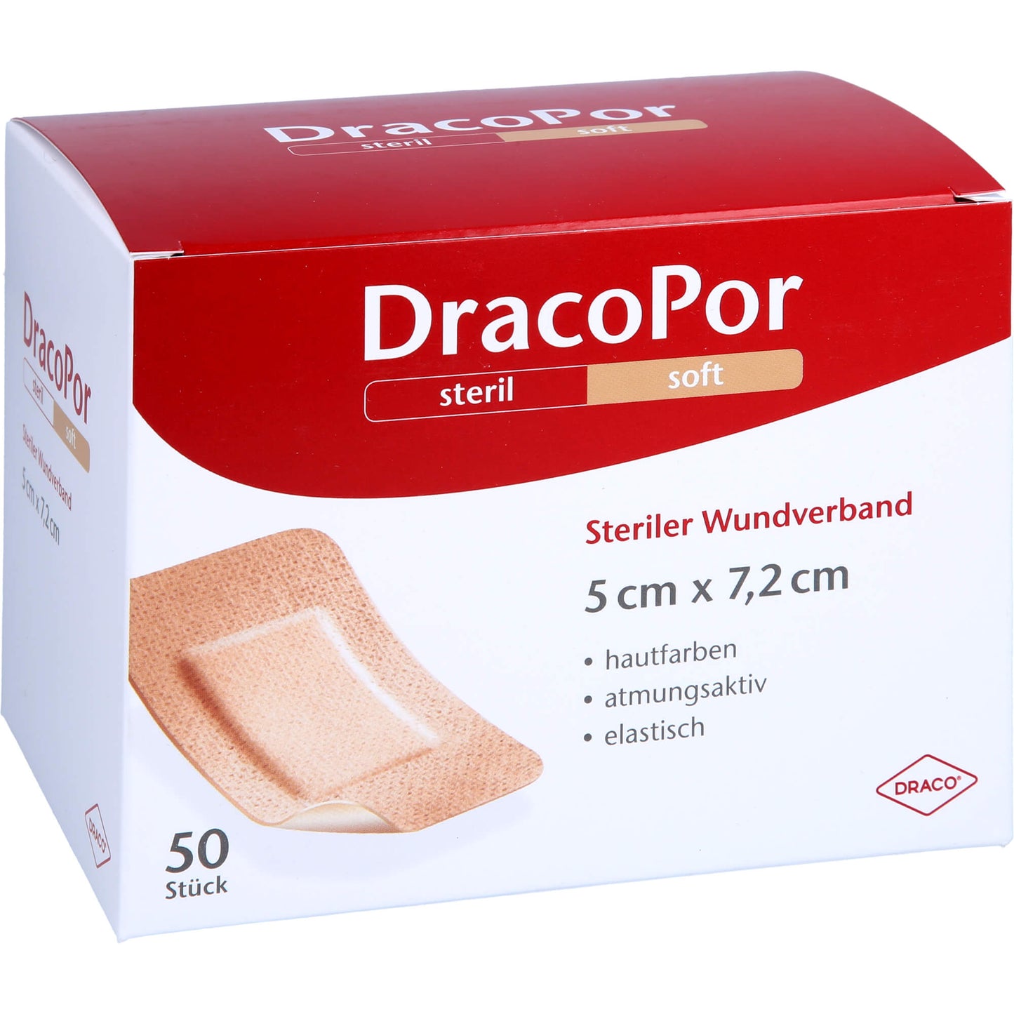 DRACOPOR Wundverband 5x7,2 cm steril hautfarben 50 St