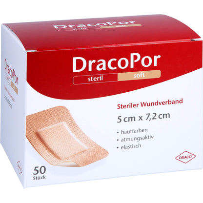 DRACOPOR Wundverband 5x7,2 cm steril hautfarben 50 St