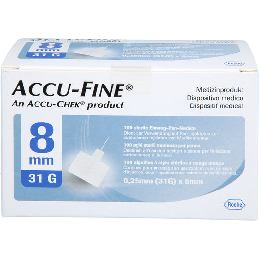 ACCU FINE sterile Nadeln f.Insulinpens 8 mm 31 G 100 St