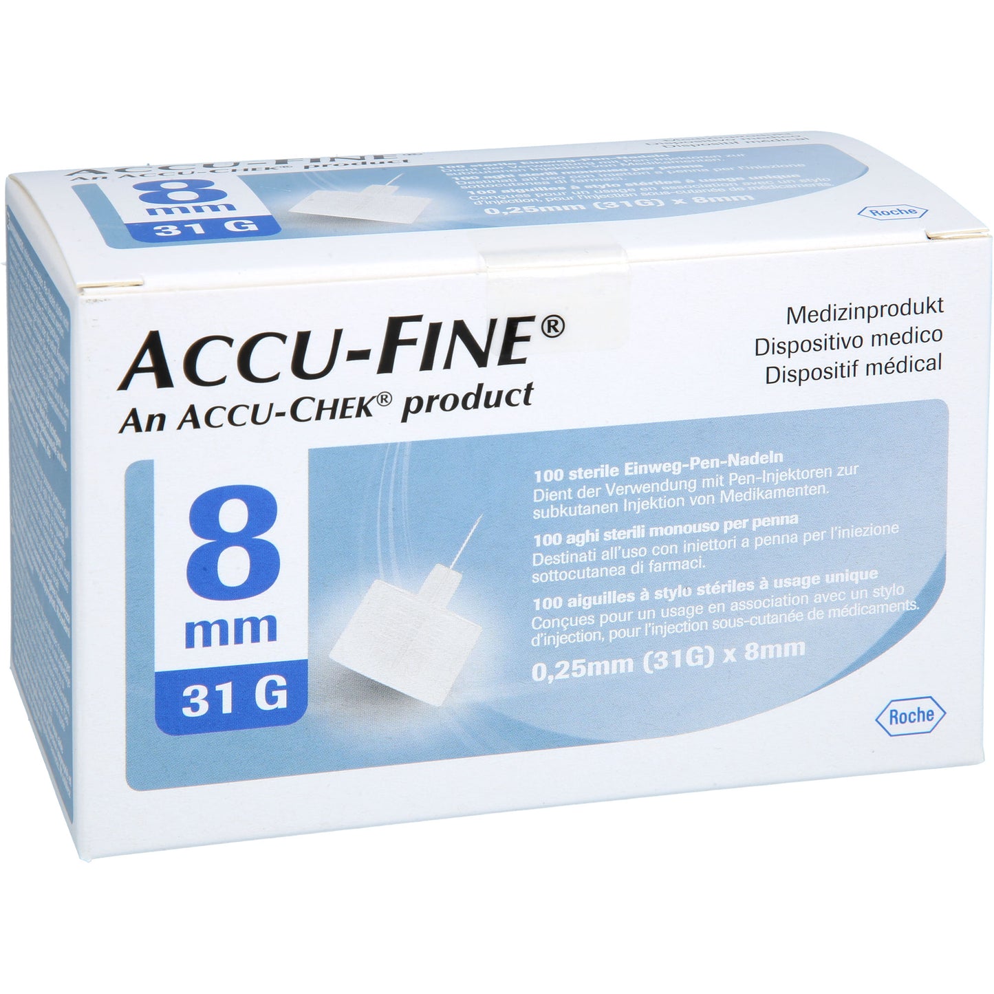 ACCU FINE sterile Nadeln f.Insulinpens 8 mm 31 G 100 St