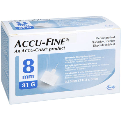 ACCU FINE sterile Nadeln f.Insulinpens 8 mm 31 G 100 St