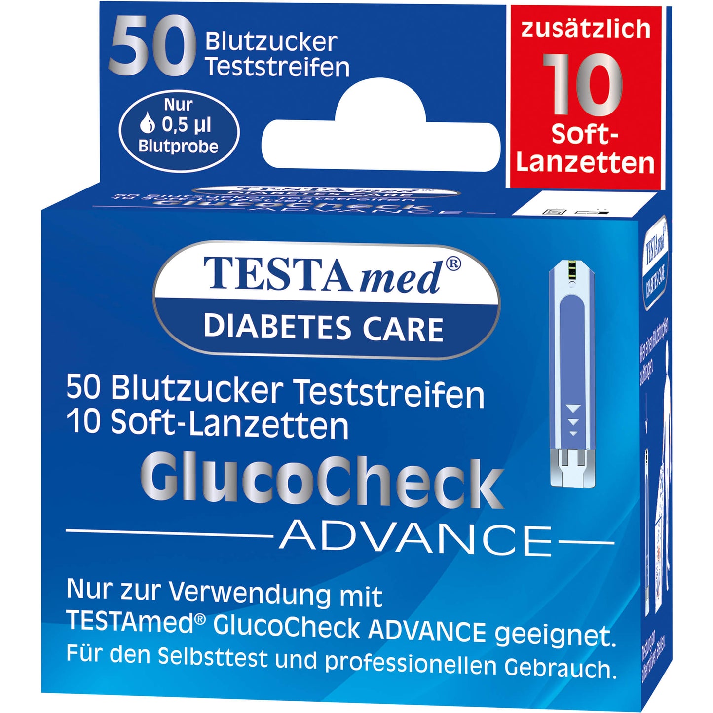 TESTAMED GlucoCheck Advance 50 Teststr.m.10 Lanz. 1 P