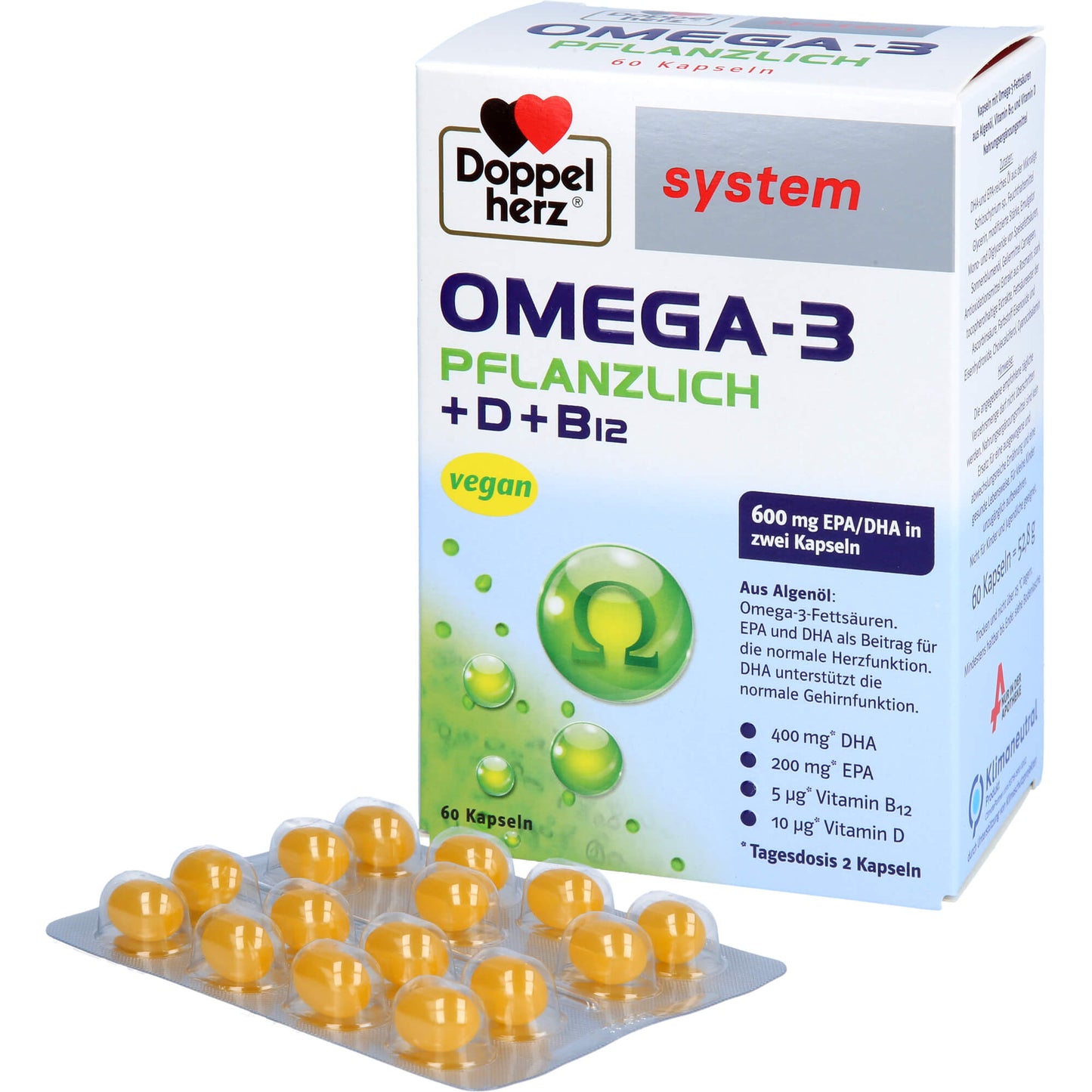 DOPPELHERZ Omega-3 pflanzlich system Kapseln 60 St
