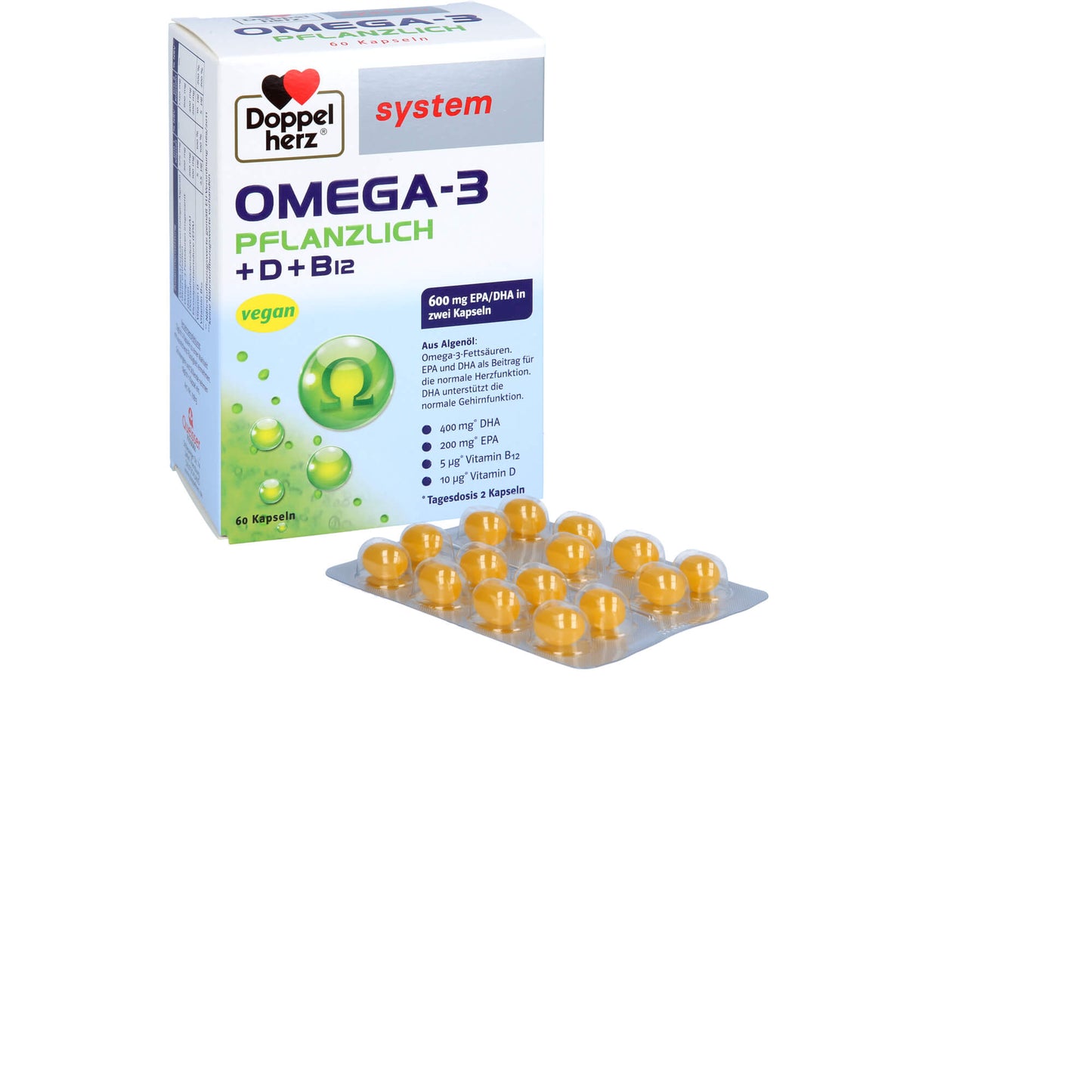 DOPPELHERZ Omega-3 pflanzlich system Kapseln 60 St