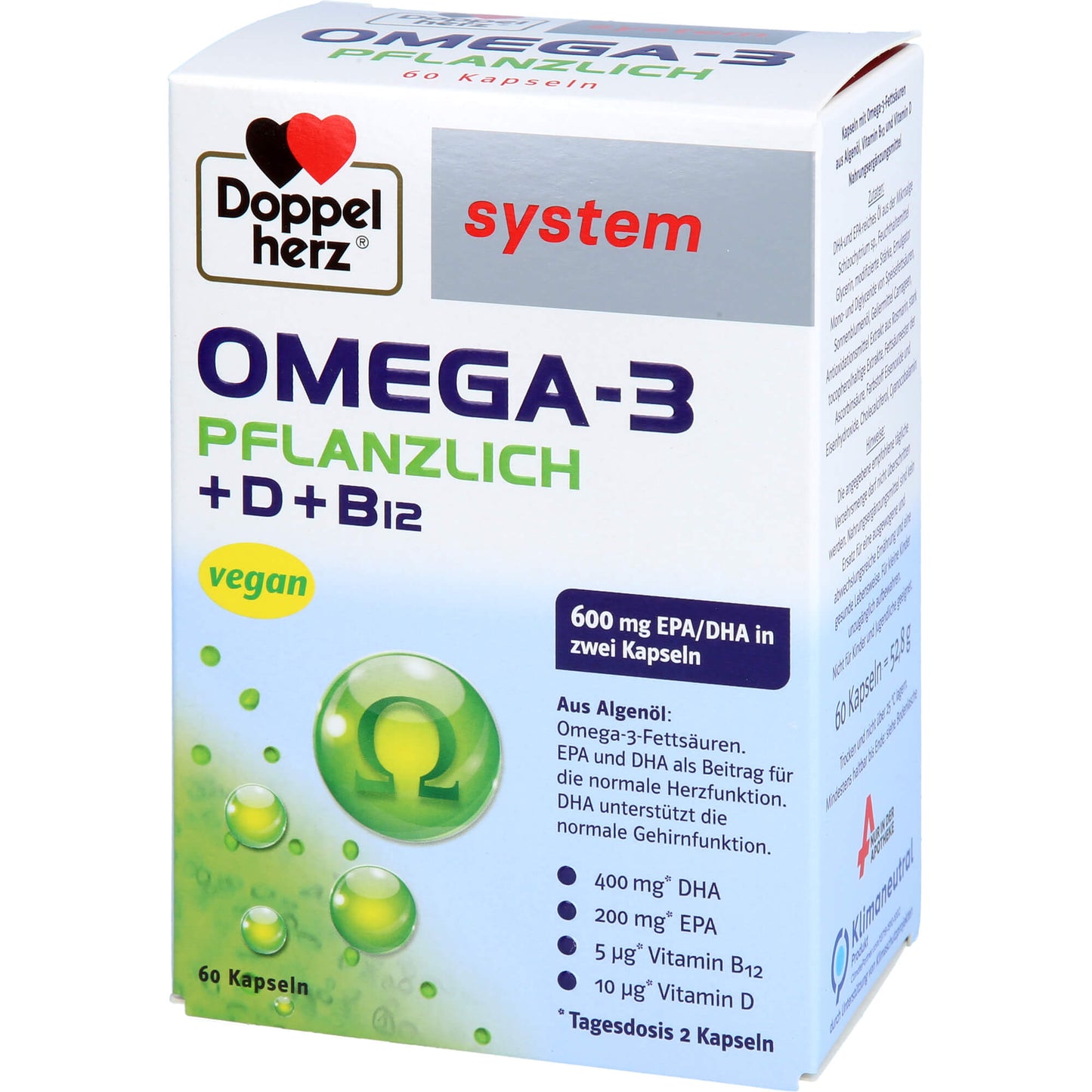 DOPPELHERZ Omega-3 pflanzlich system Kapseln 60 St