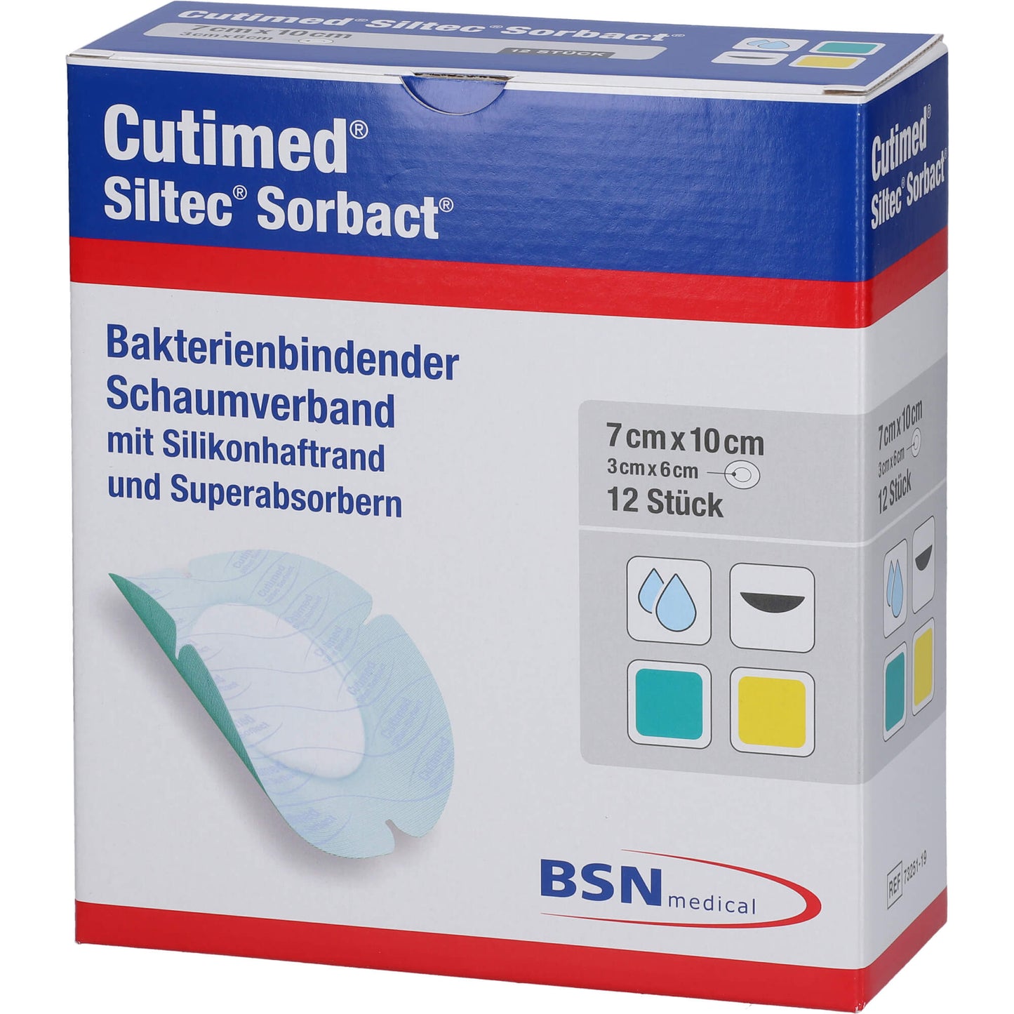 CUTIMED Siltec Sorbact B PU-Verb.7x10cm oval 12 St
