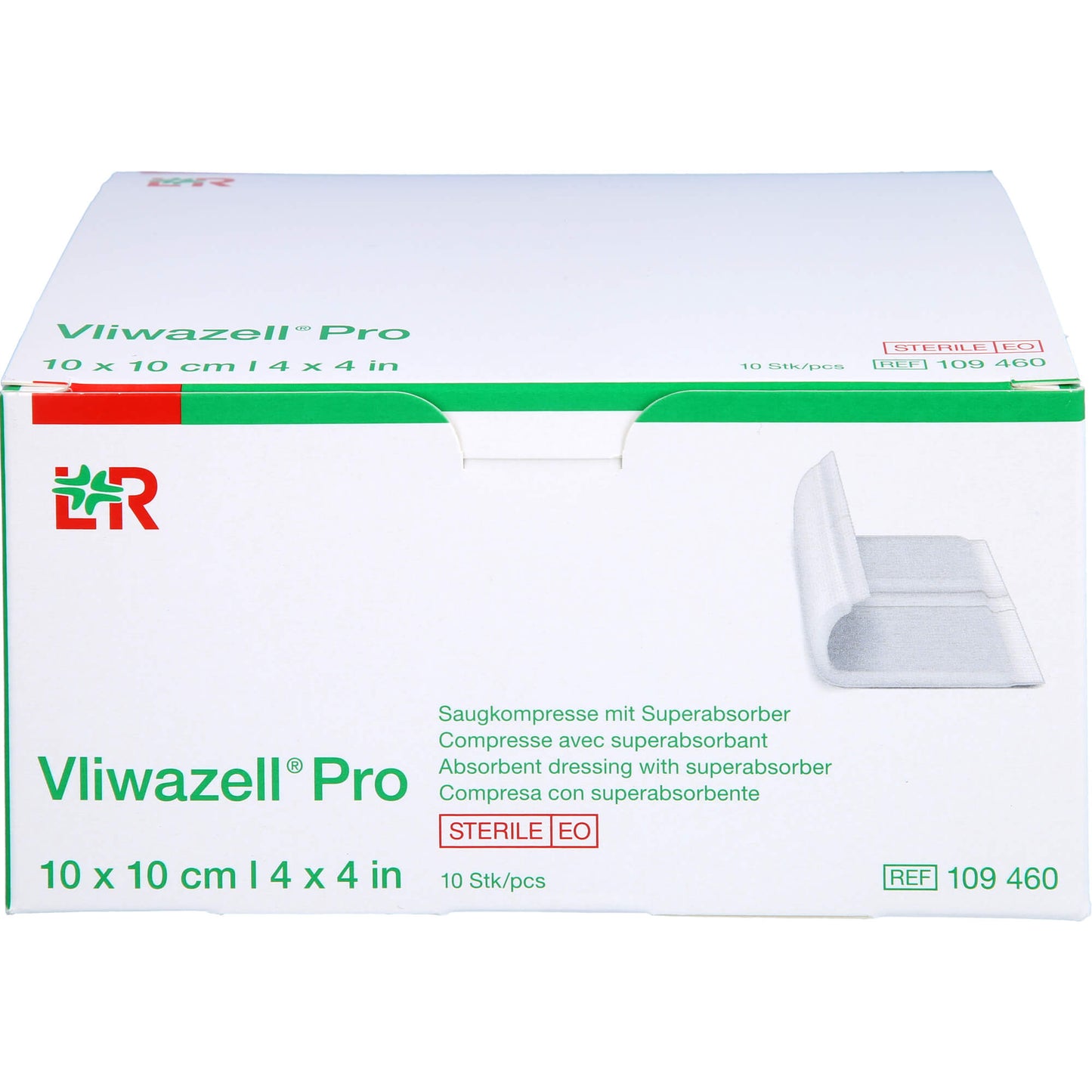 VLIWAZELL Pro superabsorb.Kompr.steril 10x10 cm 10 St
