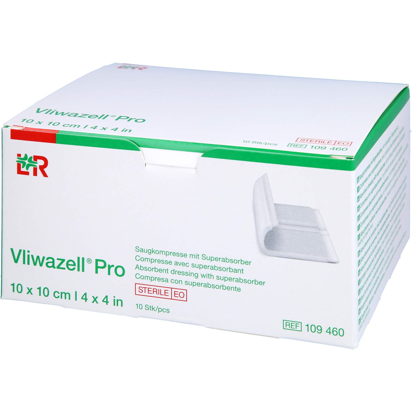 VLIWAZELL Pro superabsorb.Kompr.steril 10x10 cm 10 St