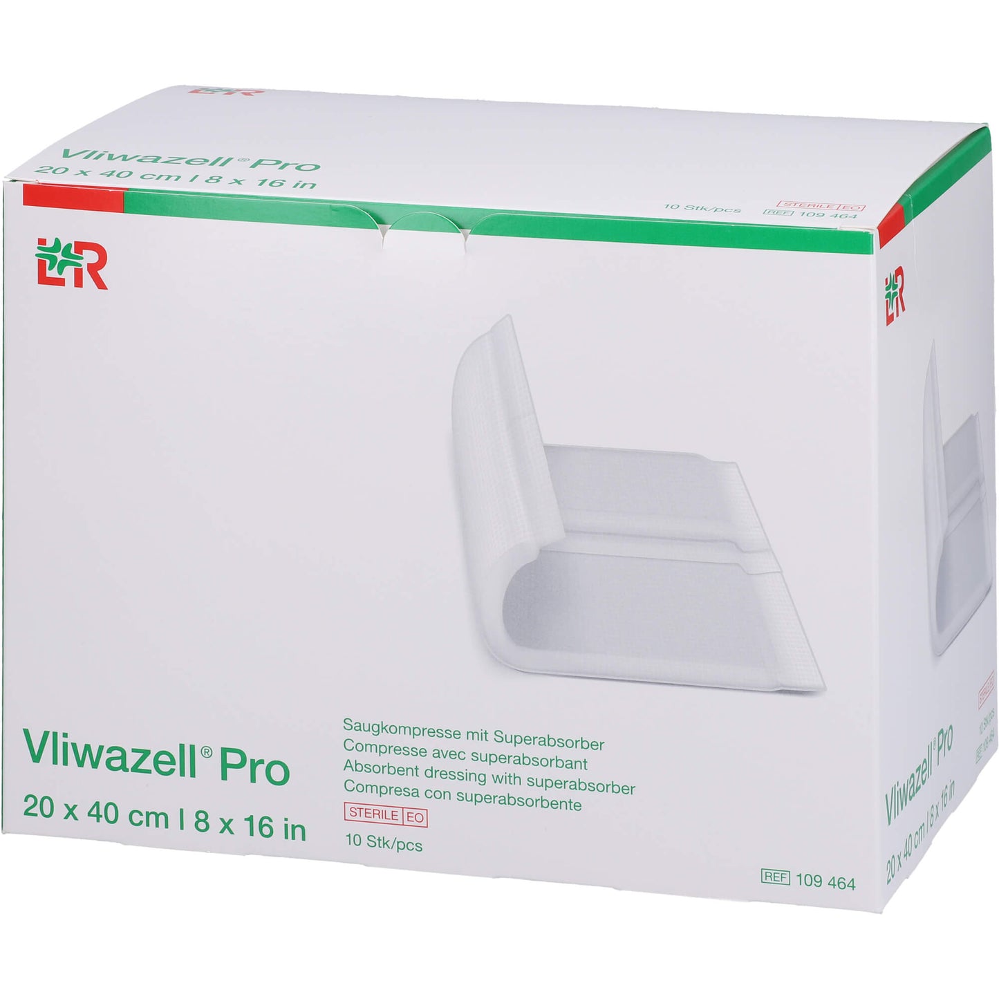 VLIWAZELL Pro superabsorb.Kompr.steril 20x40 cm 10 St
