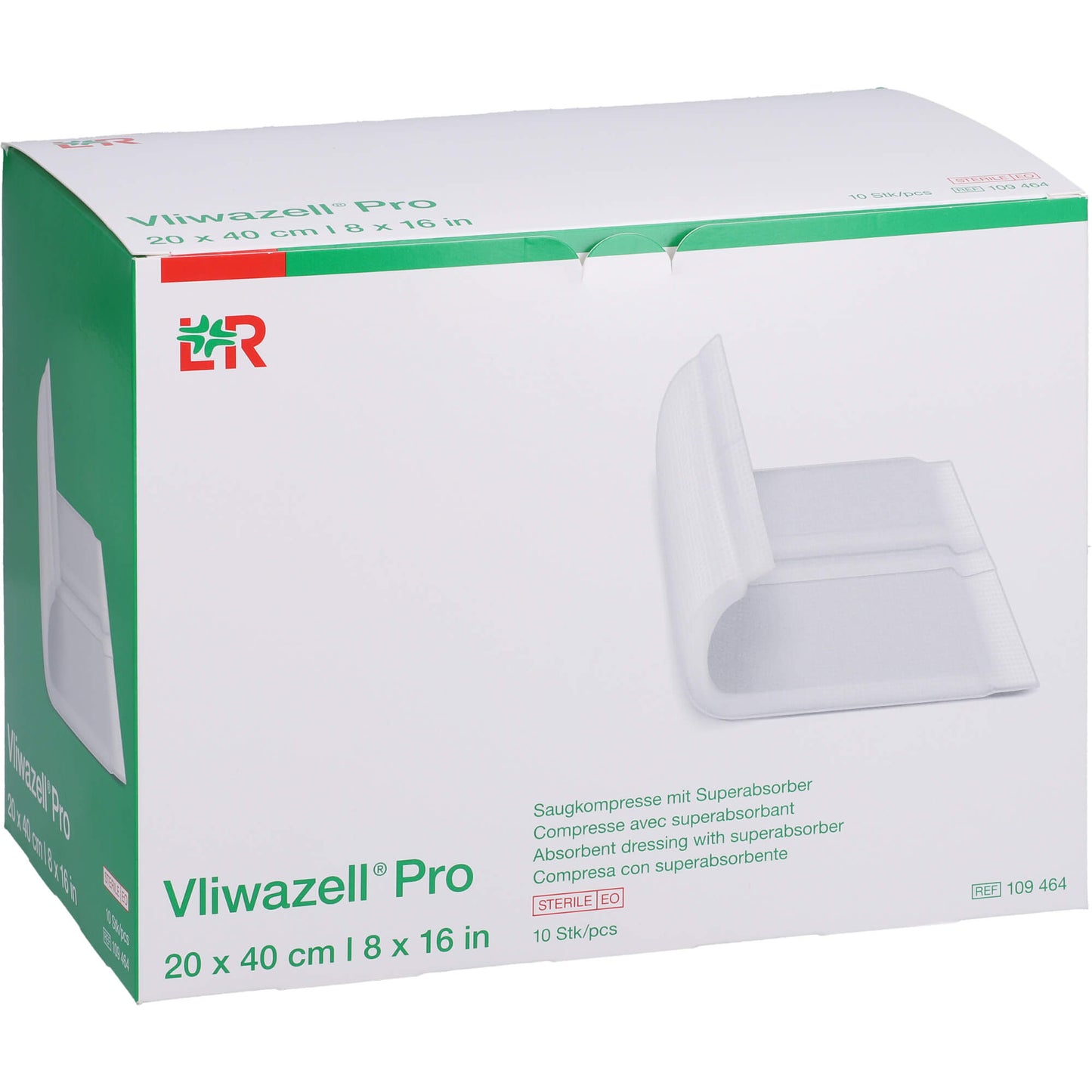 VLIWAZELL Pro superabsorb.Kompr.steril 20x40 cm 10 St