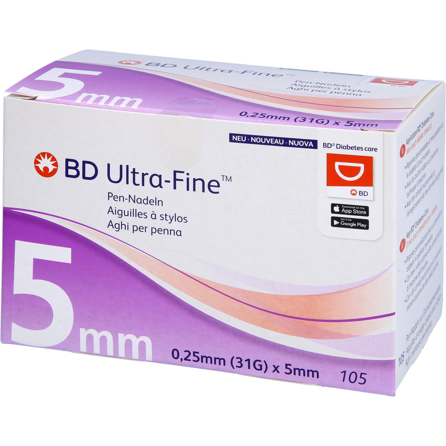 BD ULTRA-FINE Pen-Nadeln 5 mm 31 G 0,25 mm 105 St