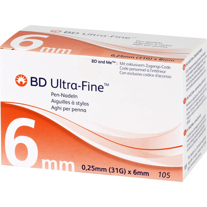 BD ULTRA-FINE Pen-Nadeln 6 mm 31 G 0,25 mm 105 St