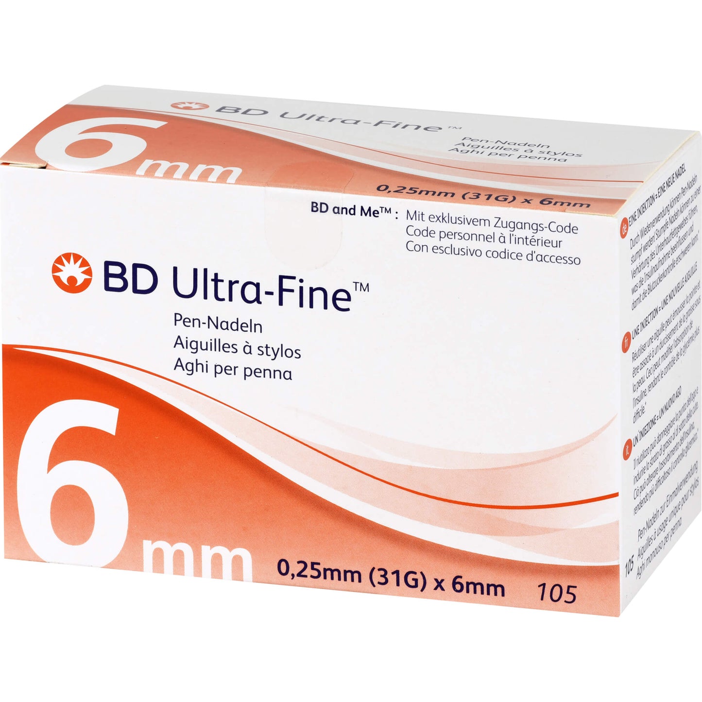 BD ULTRA-FINE Pen-Nadeln 6 mm 31 G 0,25 mm 105 St