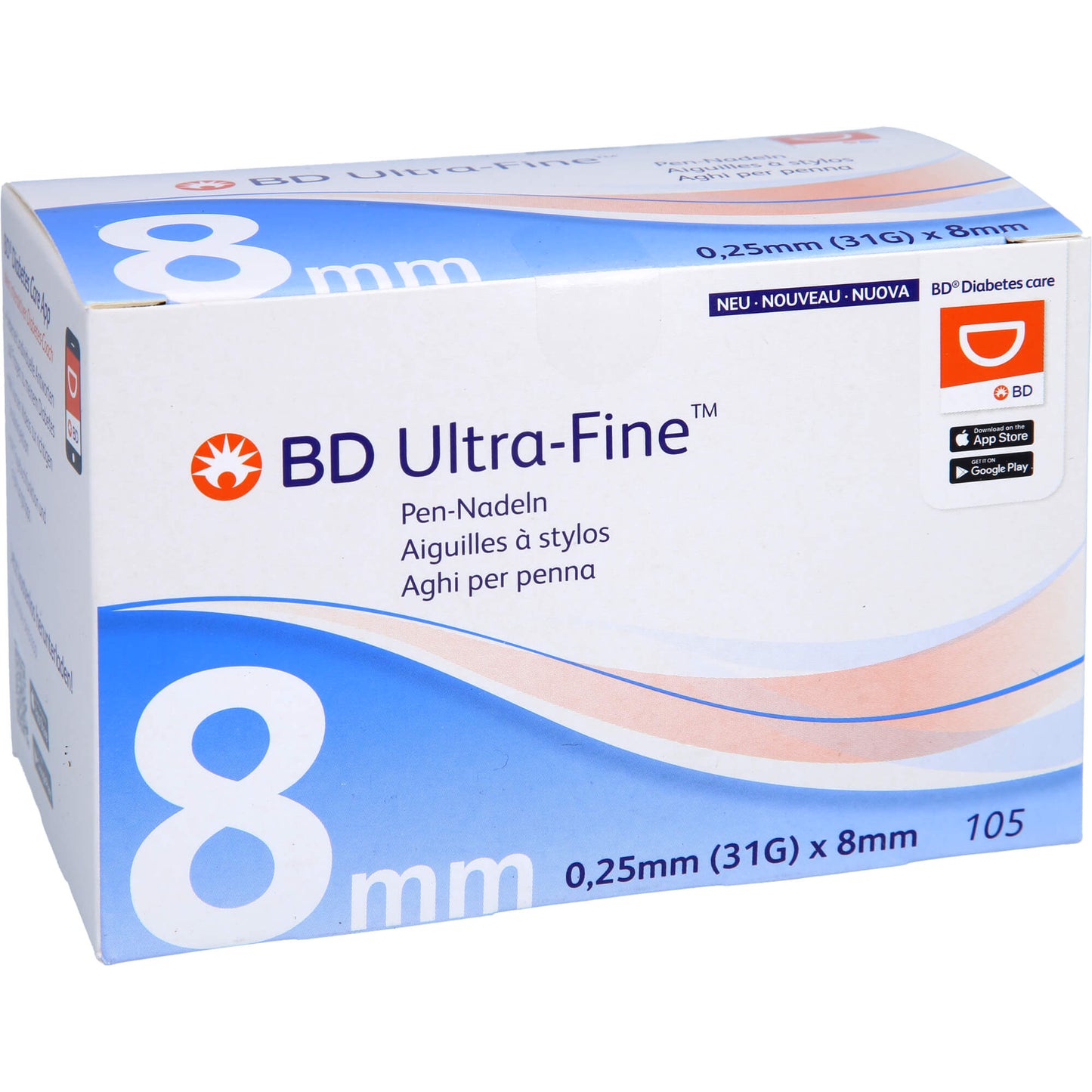 BD ULTRA-FINE Pen-Nadeln 8 mm 31 G 0,25 mm 105 St