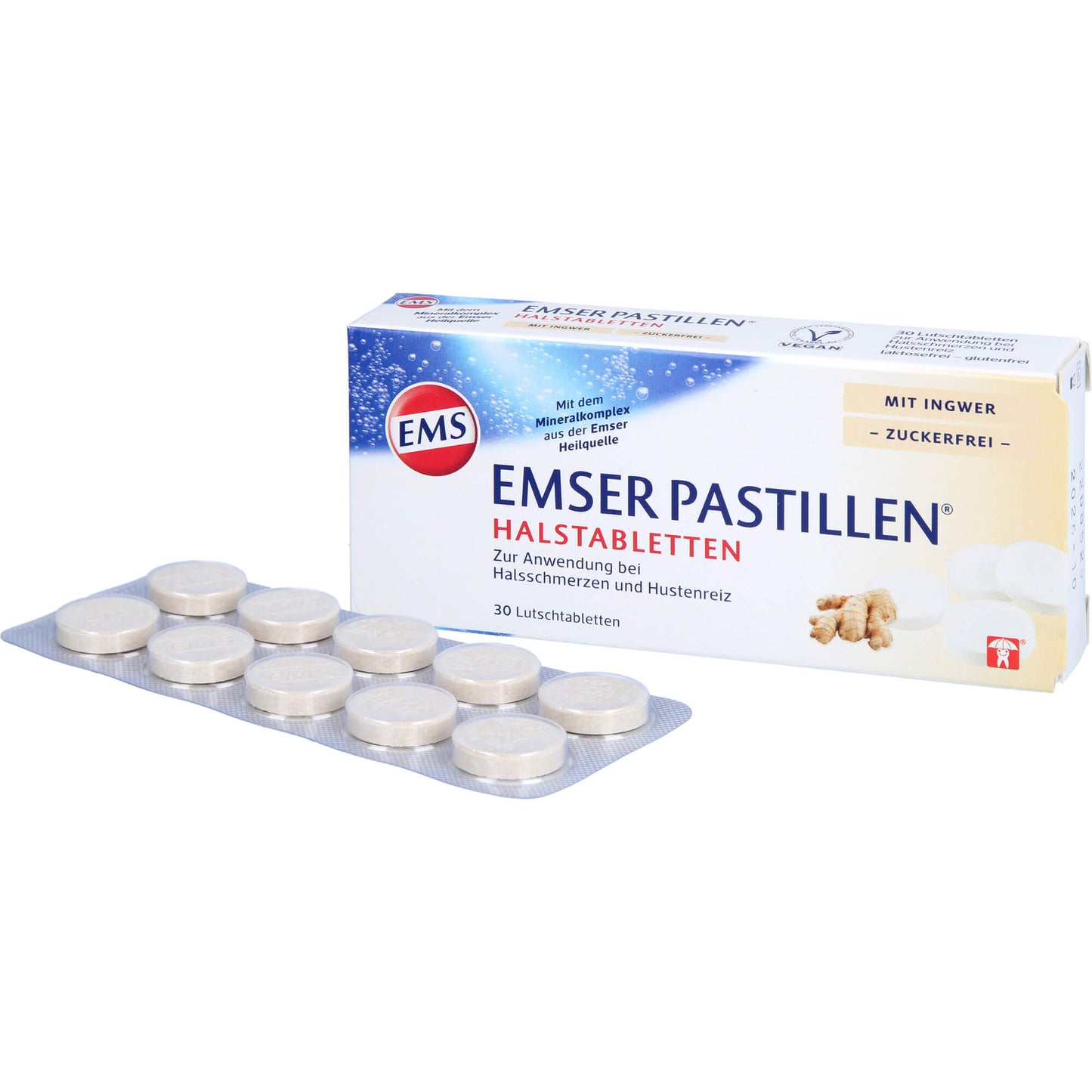 EMSER Pastillen Halstabletten m.Ingwer zuckerfrei 30 St