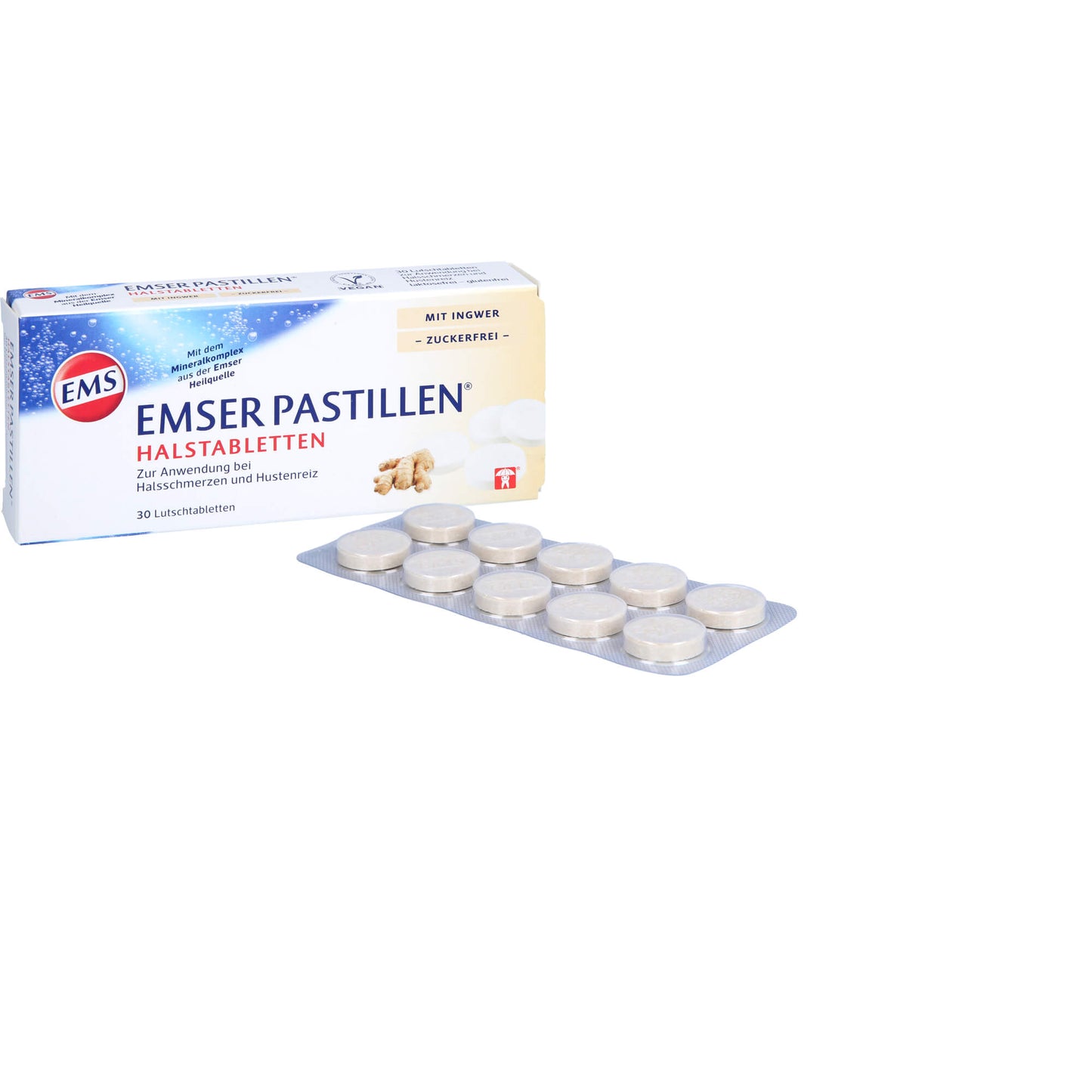 EMSER Pastillen Halstabletten m.Ingwer zuckerfrei 30 St