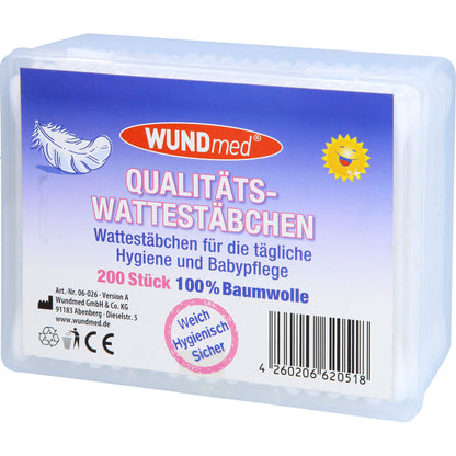 QUALITÄTS Wattestäbchen Baumwolle 200 St