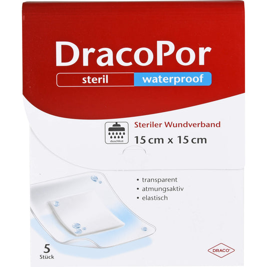 DRACOPOR waterproof Wundverband 15x15 cm steril 5 St