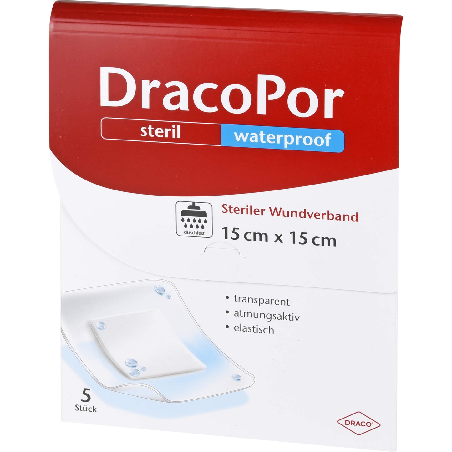 DRACOPOR waterproof Wundverband 15x15 cm steril 5 St