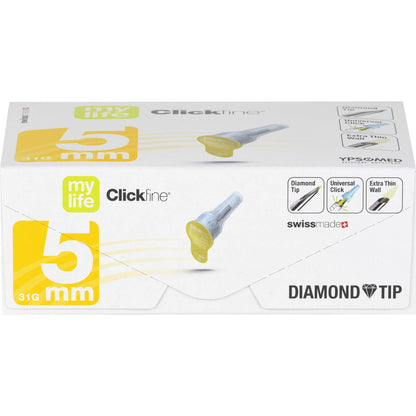 MYLIFE Clickfine Pen-Nadeln 5 mm 31 G Diamond Tip 100 St