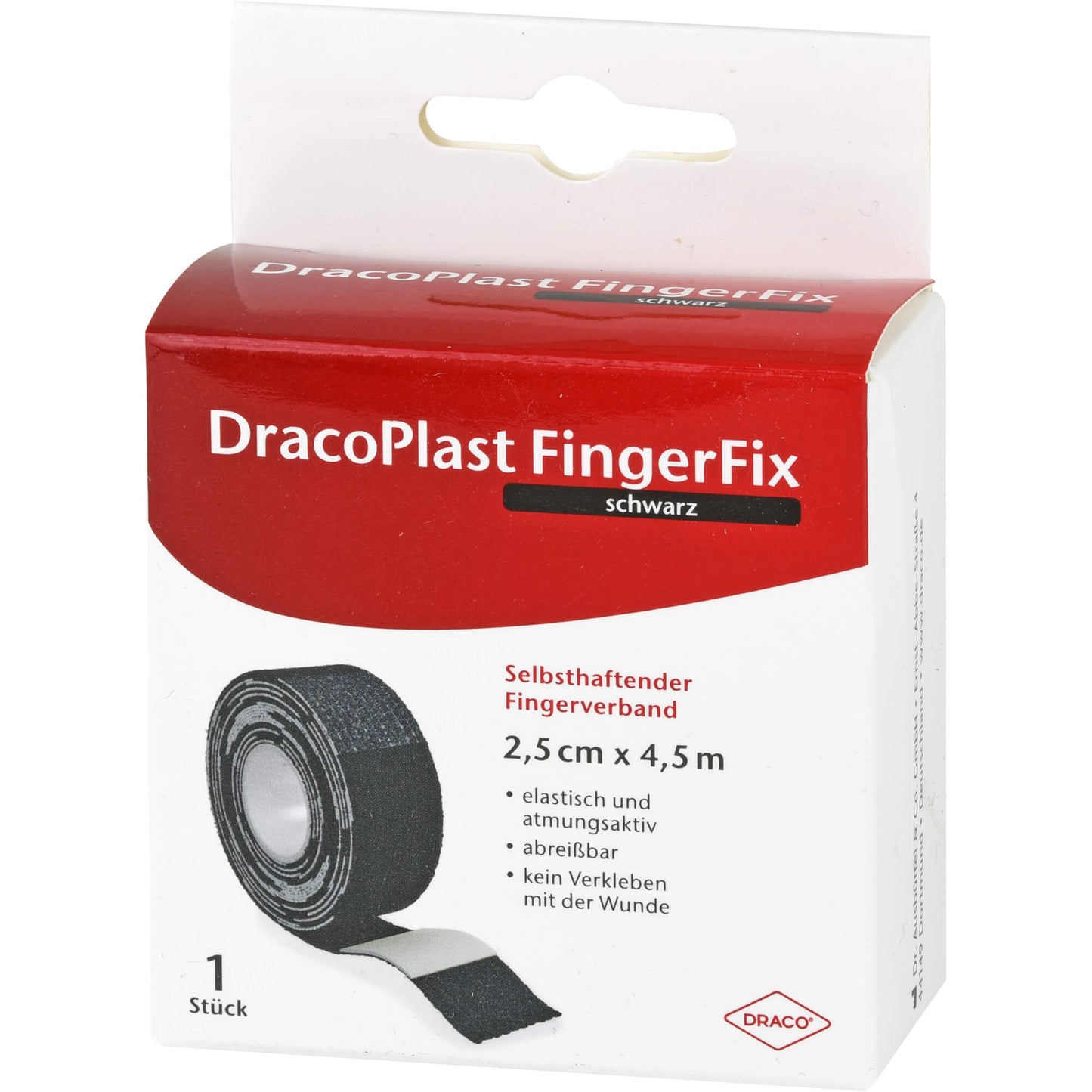 DRACOPLAST FingerFix 2,5 cmx4,5 m m.Wundk.schw. 1 St