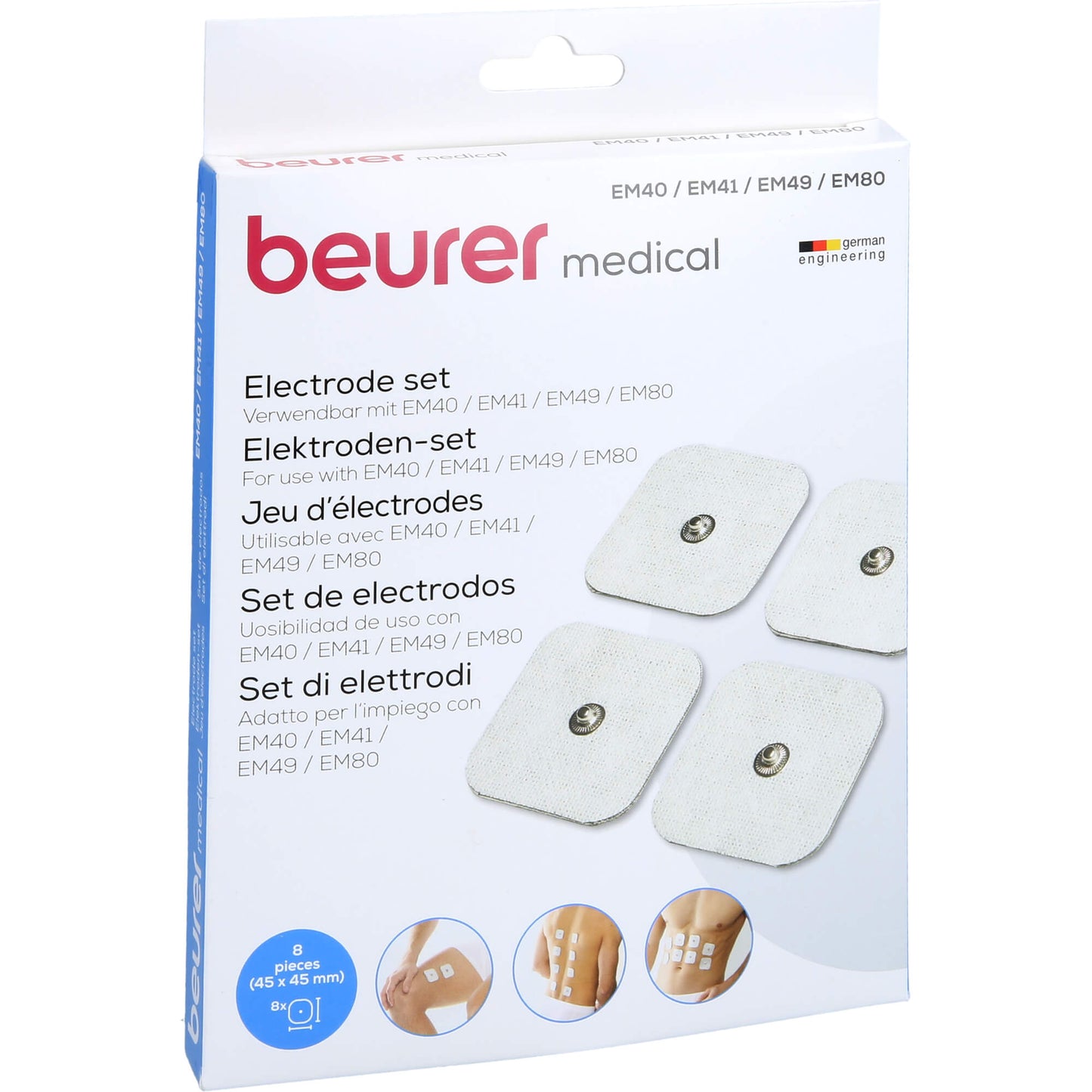 BEURER EM40/41/49/80/95 Elektroden 45x45 mm 8 St