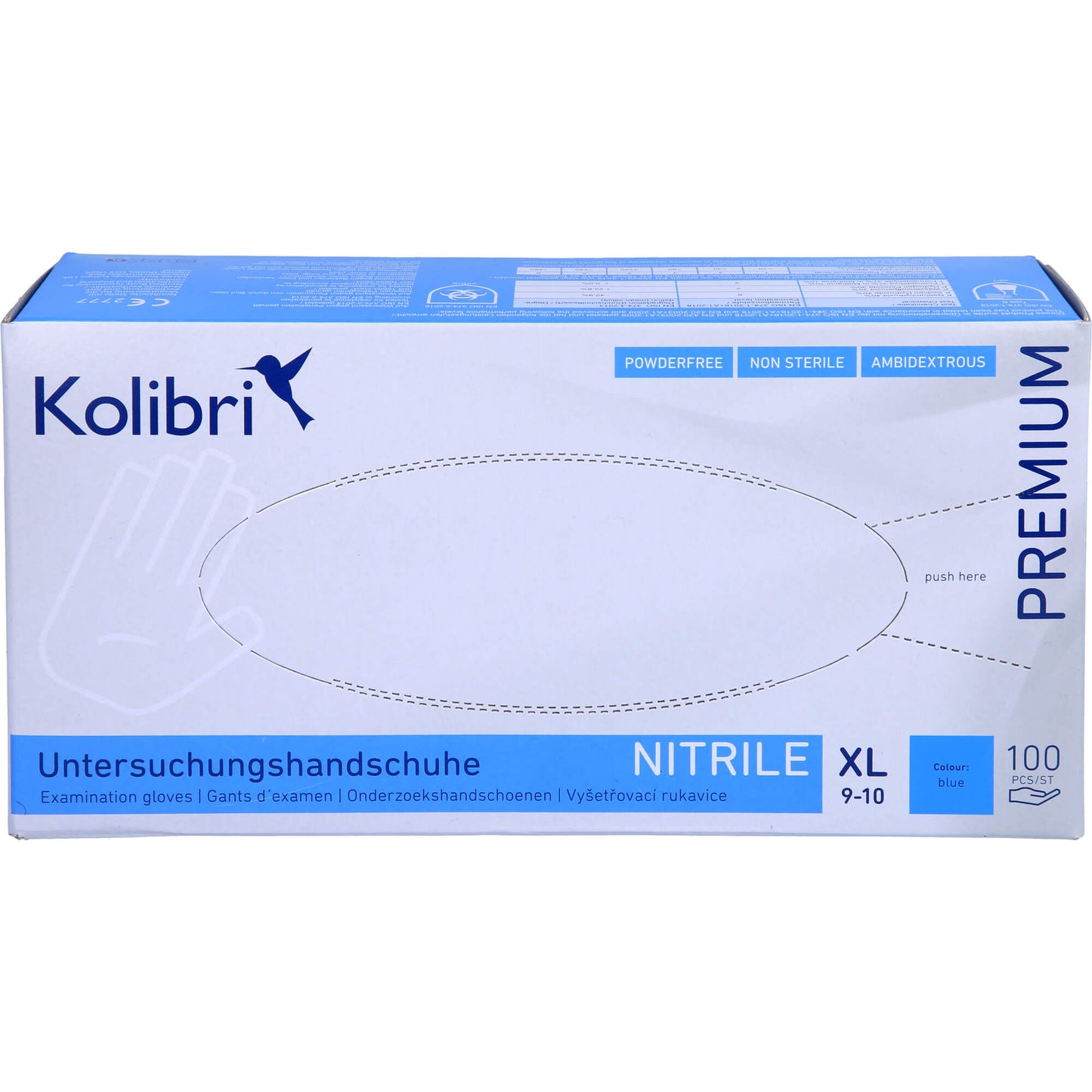 KOLIBRI Premium U.Hands.Nitril unst.pf XL blau 100 St