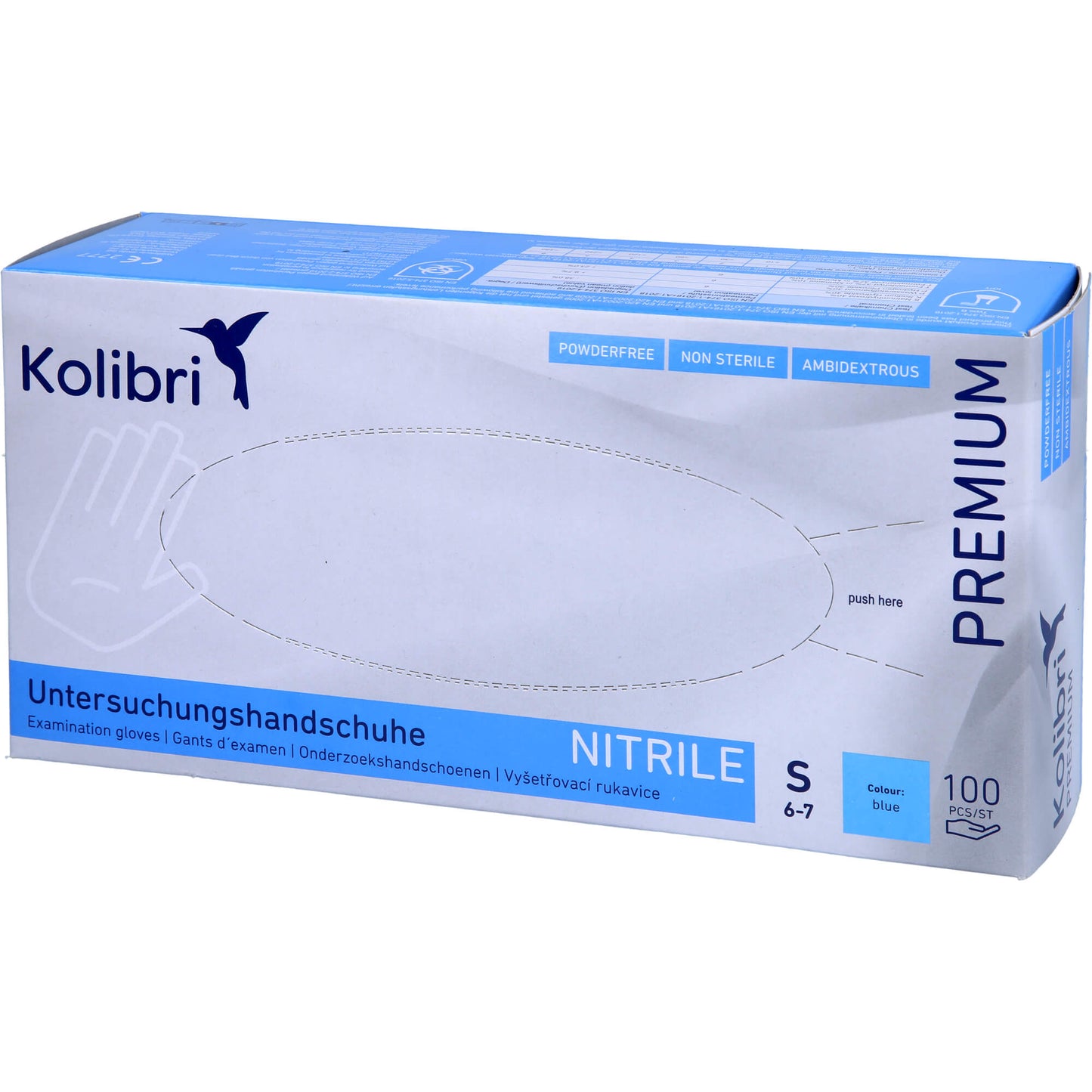 KOLIBRI Premium U.Hands.Nitril unst.pf S blau 100 St