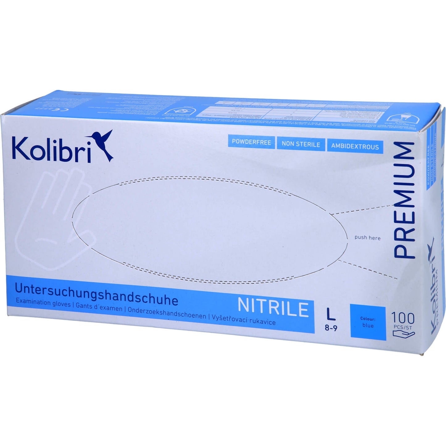 KOLIBRI Premium U.Hands.Nitril unst.pf L blau 100 St